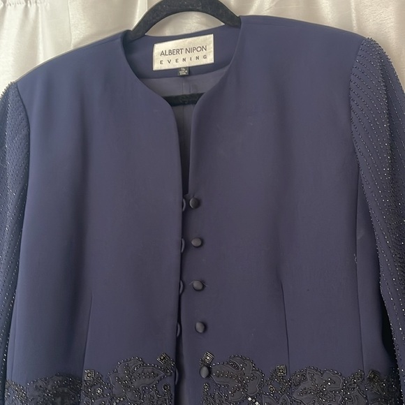Navy Embellished Sequined Blazer 16 - Picture 5 of 10